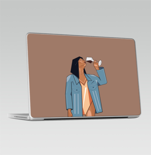 Наклейка на Ноутбук Macbook Pro 2008-2013 – Macbook Pro Девушка с бокалом вина,  купить в Москве – интернет-магазин Allskins, Vino, бокал, девушка, стильная, искусство, комиксы, стильно