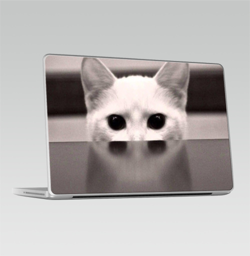 Наклейка на Ноутбук Macbook Pro 2008-2013 – Macbook Pro Сквозь...,  купить в Москве – интернет-магазин Allskins, черно-белый, киса, кошка, глаз, фотография