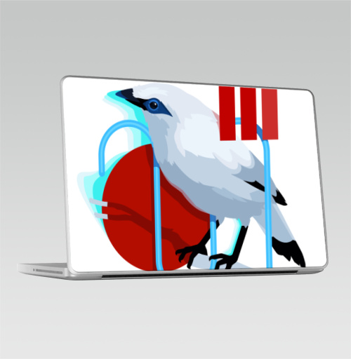 Наклейка на Ноутбук Macbook Pro 2008-2013 – Macbook Pro Балийский скворец,  купить в Москве – интернет-магазин Allskins, птицы, геометрия, красный, неон, необычный, белая, природа, абстракция, скворец