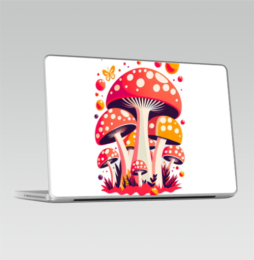 Наклейка на Ноутбук Macbook Pro 2008-2013 – Macbook Pro Красные мухоморы,  купить в Москве – интернет-магазин Allskins, грибы, мухоморы, красный, красочный