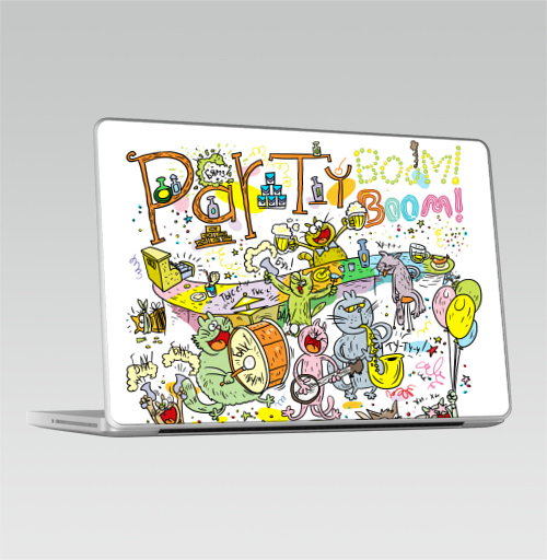 Наклейка на Ноутбук Macbook Pro 2008-2013 – Macbook Pro Party  Boom Boom!,  купить в Москве – интернет-магазин Allskins, кошка, новый год, пикник, 300 Лучших работ