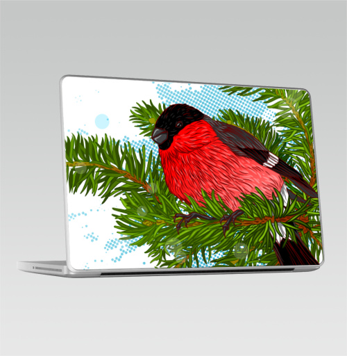 Наклейка на Ноутбук Macbook Pro 2008-2013 – Macbook Pro Снегирь,  купить в Москве – интернет-магазин Allskins, новый год, зима, птицы, снег, снегирь
