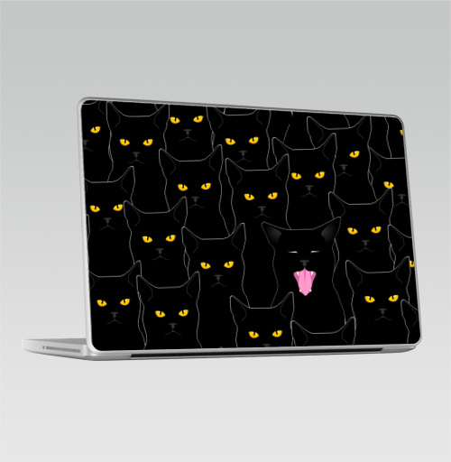 Наклейка на Ноутбук Macbook Pro 2008-2013 – Macbook Pro Котики detected,  купить в Москве – интернет-магазин Allskins, кошка, глаз, графика, улыбка, животные, 300 Лучших работ