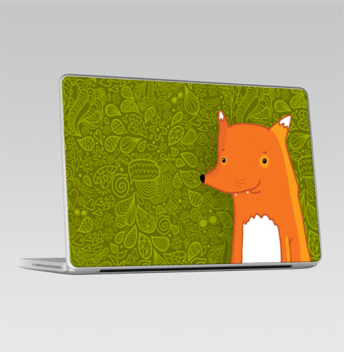 Наклейка на Ноутбук Macbook Pro 2008-2013 – Macbook Pro Fox,  купить в Москве – интернет-магазин Allskins, милые животные, 300 Лучших работ, дудлы, мультфильмы, мило, лиса, животные, детские