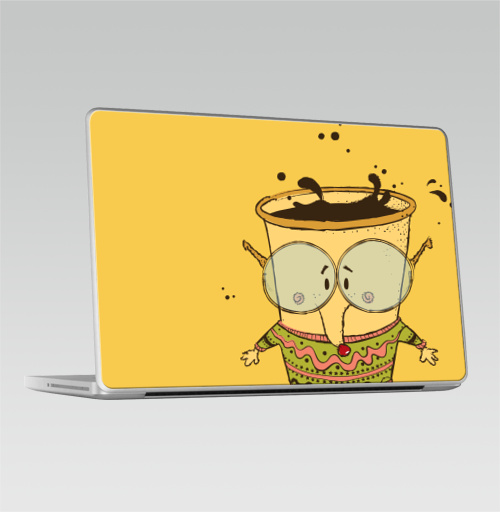 Наклейка на Ноутбук Macbook Pro 2008-2013 – Macbook Pro Кофе-лис, мудрец,  купить в Москве – интернет-магазин Allskins, прикол, животные, лиса, веселье, персонажи, свитер, хипстер, доброта, новый год