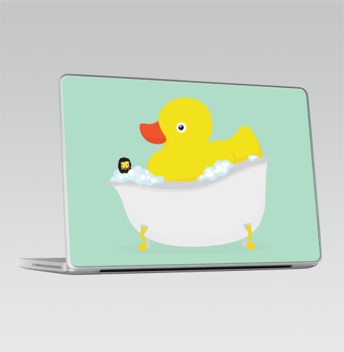 Наклейка на Ноутбук Macbook Pro 2008-2013 – Macbook Pro В мире уток,  купить в Москве – интернет-магазин Allskins, гики, желтый, утка, пена, ванная