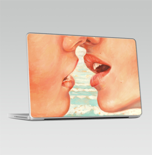 Наклейка на Ноутбук Macbook Pro 2008-2013 – Macbook Pro Калифорнийский кисс,  купить в Москве – интернет-магазин Allskins, поцелуй, любовь, волны, губы