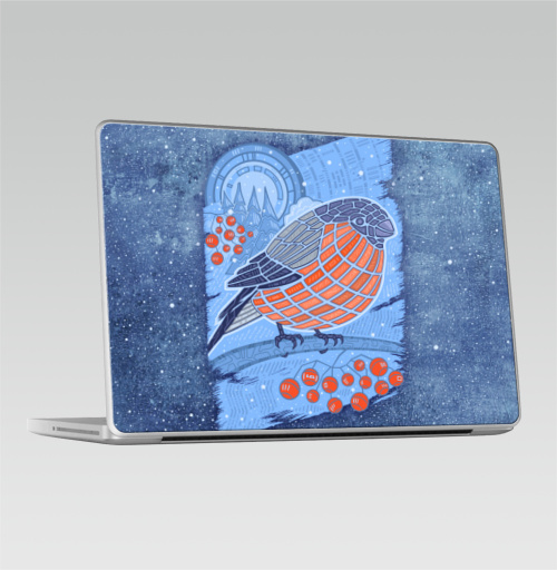 Наклейка на Ноутбук Macbook Pro 2008-2013 – Macbook Pro Снегирь,  купить в Москве – интернет-магазин Allskins, птицы, зима, абстракция, снегирь, новый год