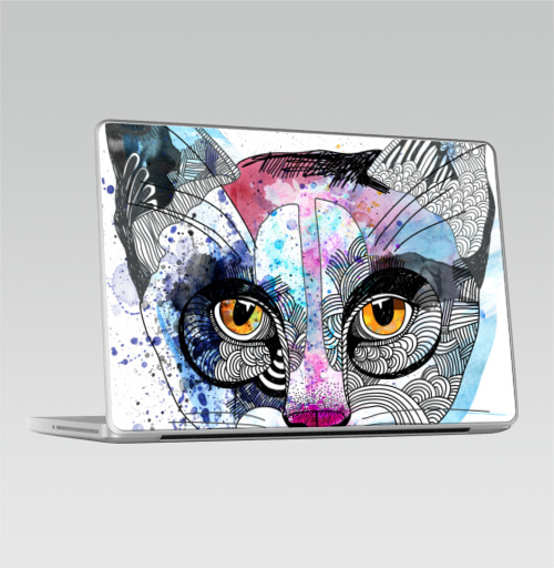 Наклейка на Ноутбук Macbook Pro 2008-2013 – Macbook Pro Кошка графика,  купить в Москве – интернет-магазин Allskins, милые животные, акварель, персонажи, графика, животные, кошка