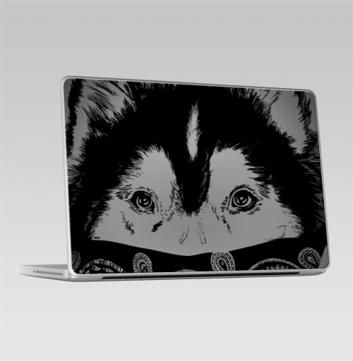Наклейка на Ноутбук Macbook Pro 2008-2013 – Macbook Pro Пёс,  купить в Москве – интернет-магазин Allskins, крутые животные, собаки, персонажи, мафия, графика, белый, черный, животные, милые животные