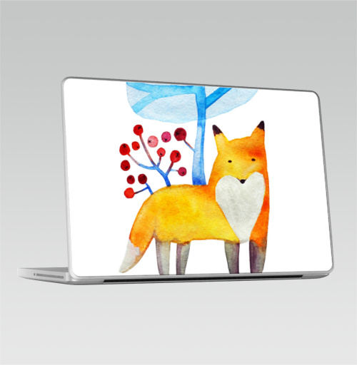 Наклейка на Ноутбук Macbook Pro 2008-2013 – Macbook Pro Пока, зима!,  купить в Москве – интернет-магазин Allskins, животные, лиса, акварель, рисунки, персонажи