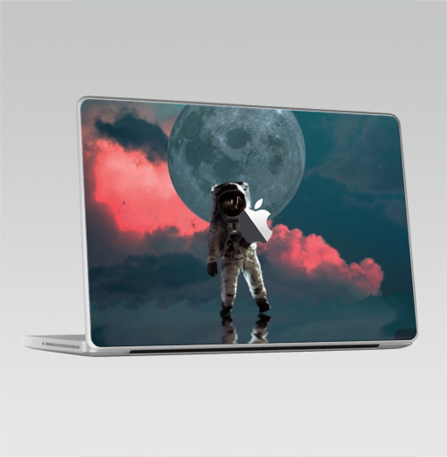 Наклейка на Ноутбук Macbook Pro 2008-2013 – Macbook Pro (с яблоком) Я один,  купить в Москве – интернет-магазин Allskins, космос, космонавтика, одиночество, луна, небо