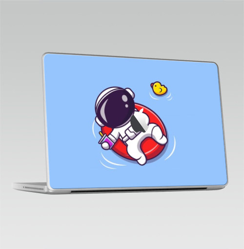Наклейка на Ноутбук Macbook Pro 2008-2013 – Macbook Pro (с яблоком) Космонавт на отдыхе,  купить в Москве – интернет-магазин Allskins, классика, космос, космонавтика, бассейн, отдых, релакс
