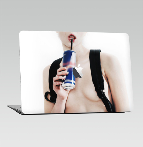 Наклейка на Ноутбук Macbook Air 2010-2017 – Macbook Air (с яблоком) Девочка с трубочкой,  купить в Москве – интернет-магазин Allskins, модели, секс, фотография