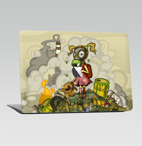 Наклейка на Ноутбук Macbook Air 2010-2017 – Macbook Air (с яблоком) Загрязнение,  купить в Москве – интернет-магазин Allskins, смог, мир, загрязнение, мусор, отходы, детские