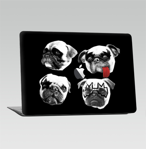 Наклейка на Ноутбук Macbook Air 2010-2017 – Macbook Air (с яблоком) Мопсс,  купить в Москве – интернет-магазин Allskins, крутые животные, животные, Мопс, собаки, группа, музыка, милые животные, рокнролл