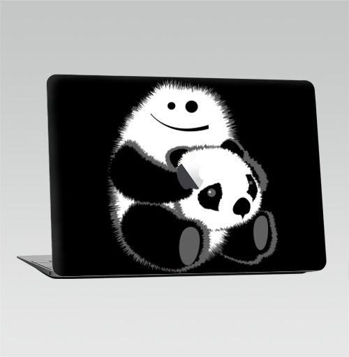 Наклейка на Ноутбук Macbook Air 2010-2017 – Macbook Air (с яблоком) Привет!,  купить в Москве – интернет-магазин Allskins, панда, безбашенная, белый, черный, 300 Лучших работ