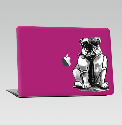 Наклейка на Ноутбук Macbook Air 2010-2017 – Macbook Air (с яблоком) Гроза района,  купить в Москве – интернет-магазин Allskins, собаки, персонажи, графика, розовый, прикол, круто
