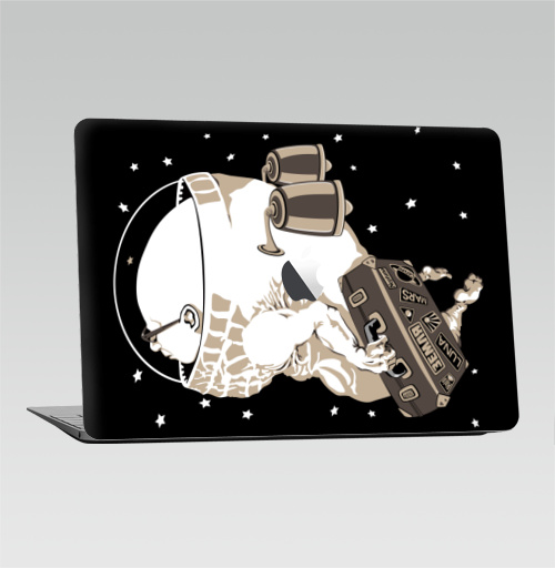 Наклейка на Ноутбук Macbook Air 2010-2017 – Macbook Air (с яблоком) Космический туризм,  купить в Москве – интернет-магазин Allskins, космос, космонавтика, космонавтики, астронавт, галактика, звезда, чемодан, туризм