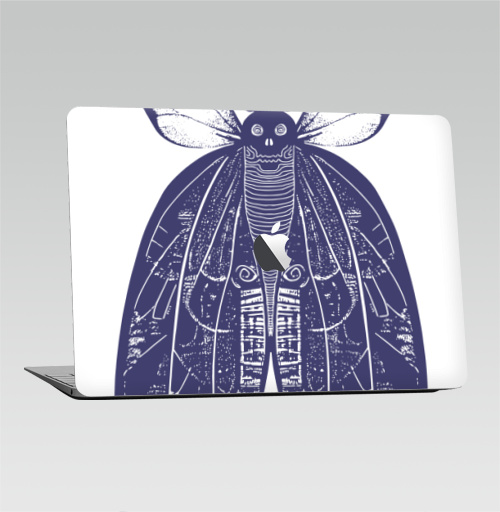 Наклейка на Ноутбук Macbook Air 2010-2017 – Macbook Air (с яблоком) Мотыль,  купить в Москве – интернет-магазин Allskins, бабочки, череп
