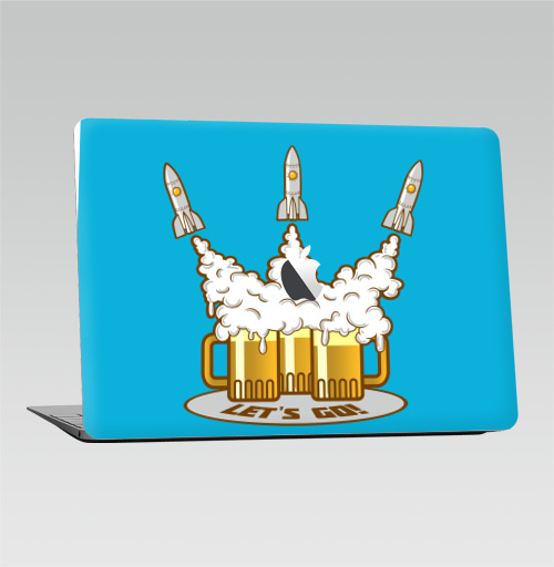 Наклейка на Ноутбук Macbook Air 2010-2017 – Macbook Air (с яблоком) Let`s Go!,  купить в Москве – интернет-магазин Allskins, пикник, ура!, космос, алкоголь, пиво