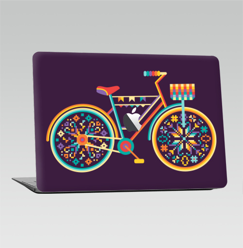 Наклейка на Ноутбук Macbook Air 2010-2017 – Macbook Air (с яблоком) Hippie Bike,  купить в Москве – интернет-магазин Allskins, велосипед, хиппи, женские