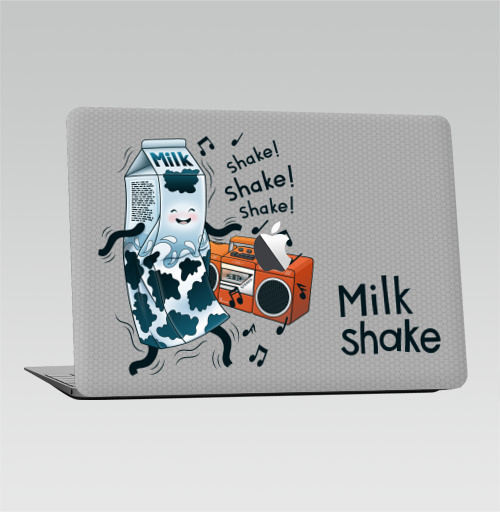 Наклейка на Ноутбук Macbook Air 2010-2017 – Macbook Air (с яблоком) MilkShake!,  купить в Москве – интернет-магазин Allskins, музыка, еда, ноты, танцы, коктейль, молочный