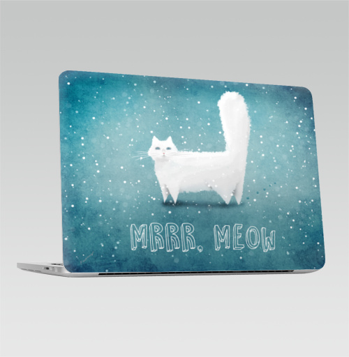 Наклейка на Ноутбук Macbook Pro 2013-2015 – Macbook Retina Pro Снежный кот,  купить в Москве – интернет-магазин Allskins, крутые животные, снег, мило, кошка, мяу, пушистое, создание, смотрит, зима