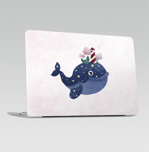 Наклейка на Ноутбук Macbook Pro 2013-2015 – Macbook Retina Pro Кит хранитель маяка,  купить в Москве – интернет-магазин Allskins, милые животные, небо, нежно, космос, звезда, морская, маяк, киты