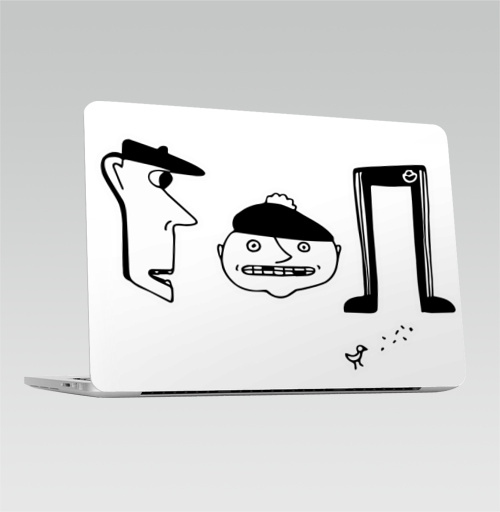 Наклейка на Ноутбук Macbook Pro 2013-2015 – Macbook Retina Pro Гоп,  купить в Москве – интернет-магазин Allskins, черно-белое, типографика, хулиган, персонажи, черное и белое, надписи