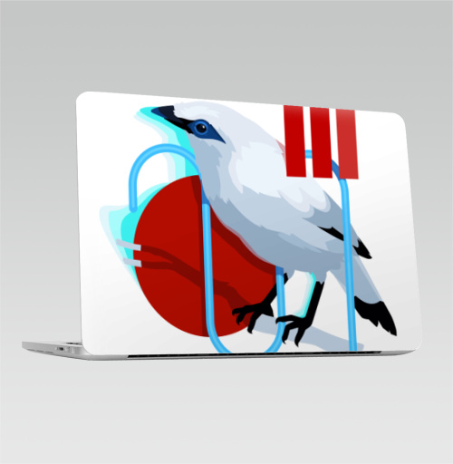 Наклейка на Ноутбук Macbook Pro 2013-2015 – Macbook Retina Pro Балийский скворец,  купить в Москве – интернет-магазин Allskins, птицы, геометрия, красный, неон, необычный, белая, природа, абстракция, скворец