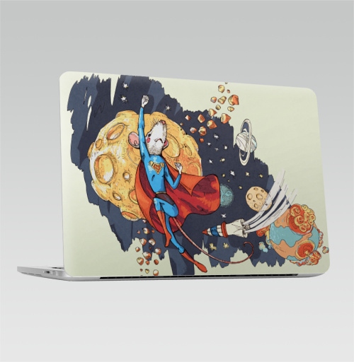 Наклейка на Ноутбук Macbook Pro 2013-2015 – Macbook Retina Pro СуперМышь,  купить в Москве – интернет-магазин Allskins, летучая мышь, супермен, комиксы, космос, животные, мышь