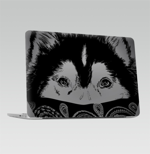 Наклейка на Ноутбук Macbook Pro 2013-2015 – Macbook Retina Pro Пёс,  купить в Москве – интернет-магазин Allskins, крутые животные, собаки, персонажи, мафия, графика, белый, черный, животные, милые животные