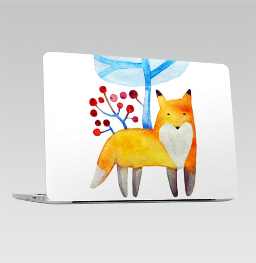 Наклейка на Ноутбук Macbook Pro 2013-2015 – Macbook Retina Pro Пока, зима!,  купить в Москве – интернет-магазин Allskins, животные, лиса, акварель, рисунки, персонажи