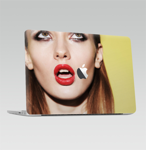 Наклейка на Ноутбук Macbook Pro 2013-2015 – Macbook Retina Pro (с яблоком) Брови белые,  купить в Москве – интернет-магазин Allskins, фотография, модели, секс