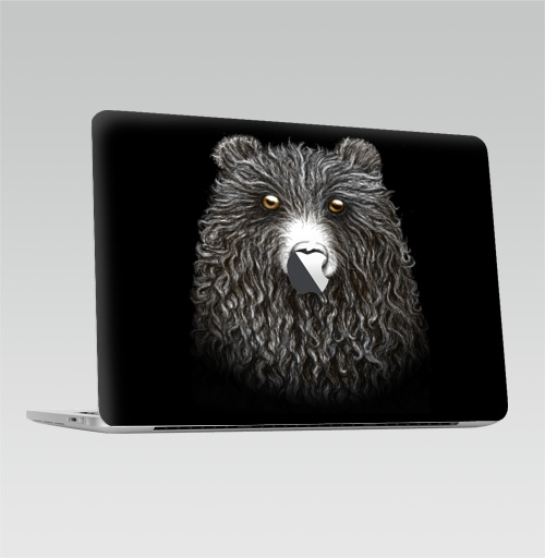 Наклейка на Ноутбук Macbook Pro 2013-2015 – Macbook Retina Pro (с яблоком) Мишенька,  купить в Москве – интернет-магазин Allskins, крутые животные, медведь, животные, графика, милые животные