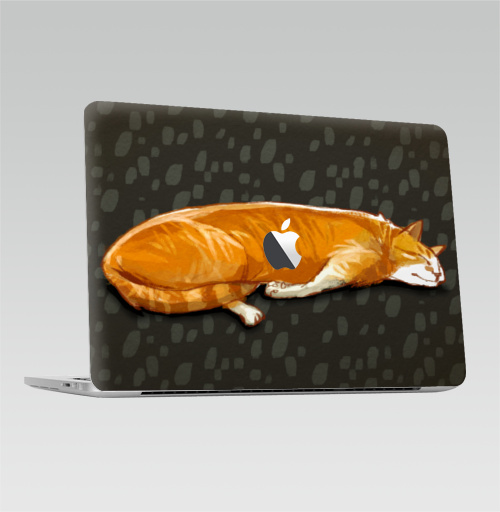 Наклейка на Ноутбук Macbook Pro 2013-2015 – Macbook Retina Pro (с яблоком) Паттерн с рыжими котами,  купить в Москве – интернет-магазин Allskins, кошка, паттерн, животные, забавный, детские, рыжая