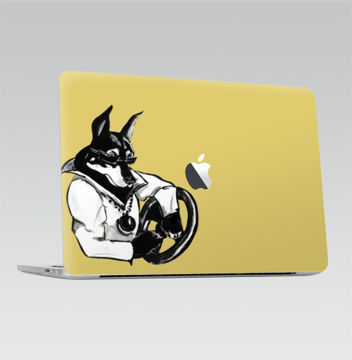 Наклейка на Ноутбук Macbook Pro 2013-2015 – Macbook Retina Pro (с яблоком) Крутыш ,  купить в Москве – интернет-магазин Allskins, собаки, черно-белое, персонажи, dog, cool