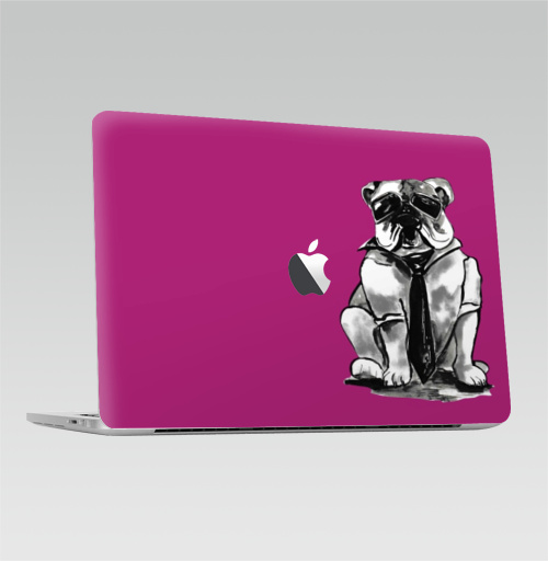 Наклейка на Ноутбук Macbook Pro 2013-2015 – Macbook Retina Pro (с яблоком) Гроза района,  купить в Москве – интернет-магазин Allskins, собаки, персонажи, графика, розовый, прикол, круто