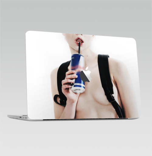 Наклейка на Ноутбук Macbook 2016-2018 – Macbook 12  Retina (с яблоком) Девочка с трубочкой,  купить в Москве – интернет-магазин Allskins, модели, секс, фотография