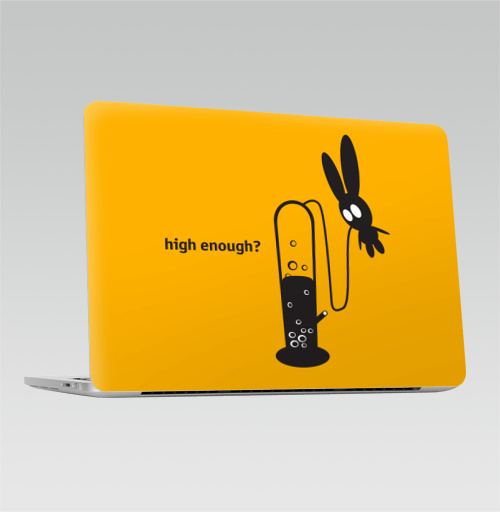 Наклейка на Ноутбук Macbook Pro 2016-2018 – Macbook Pro Touch Bar High Enough?,  купить в Москве – интернет-магазин Allskins, надписи на английском, дым, надписи, заяц