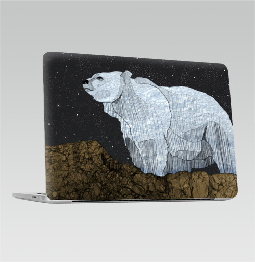 Наклейка на Ноутбук Macbook Pro 2016-2018 – Macbook Pro Touch Bar Мишка,  купить в Москве – интернет-магазин Allskins, крутые животные, луна, камни, горы, ночь, медведь