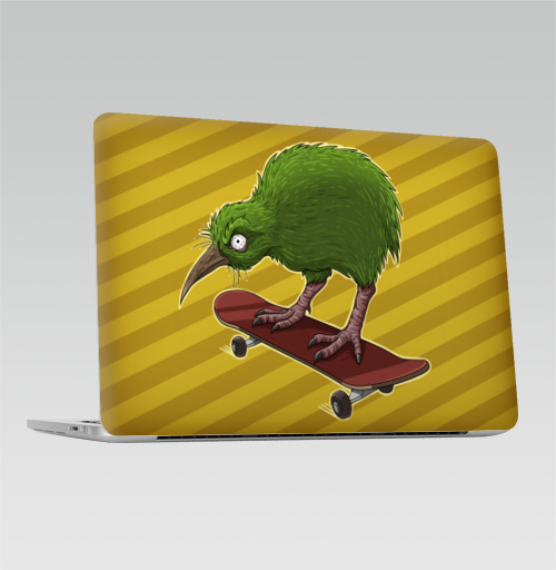 Наклейка на Ноутбук Macbook Pro 2016-2018 – Macbook Pro Touch Bar Киви,  купить в Москве – интернет-магазин Allskins, птицы, скейтборд