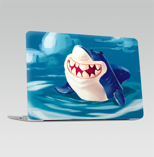 Наклейка на Ноутбук Macbook Pro 2016-2018 – Macbook Pro Touch Bar Акуль,  купить в Москве – интернет-магазин Allskins, акула, морская, персонажи, улыбка