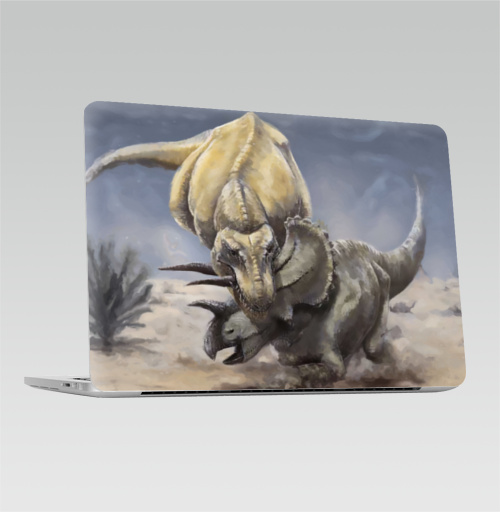 Наклейка на Ноутбук Macbook Pro 2016-2018 – Macbook Pro Touch Bar Тираннозавр-РеХ  на охоте,  купить в Москве – интернет-магазин Allskins, животные, природа, персонажи, динозавры, графика