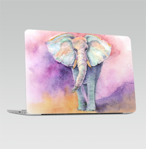 Наклейка на Ноутбук Macbook Pro 2016-2018 – Macbook Pro Touch Bar Весенний слон,  купить в Москве – интернет-магазин Allskins, позитив, настроение, акварель, слоны, радость