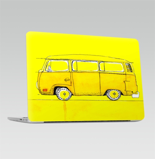 Наклейка на Ноутбук Macbook Pro 2016-2018 – Macbook Pro Touch Bar Жёлтый Автобус,  купить в Москве – интернет-магазин Allskins, автомобиль, желтый, хиппи