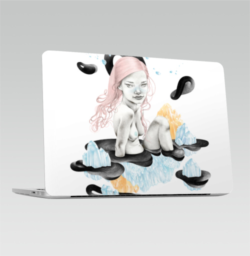 Наклейка на Ноутбук Macbook Pro 2016-2018 – Macbook Pro Touch Bar Кристальная,  купить в Москве – интернет-магазин Allskins, горный, кристальный, красота, волосы, девушка, кристалл, грудь, розовые