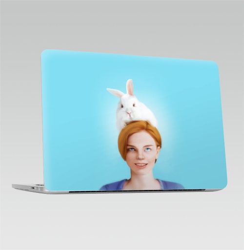 Наклейка на Ноутбук Macbook Pro 2016-2018 – Macbook Pro Touch Bar Алиса, следуй за белым кроликом,  купить в Москве – интернет-магазин Allskins, Алиса в стране чудес, заяц, белый