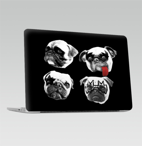 Наклейка на Ноутбук Macbook Pro 2016-2018 – Macbook Pro Touch Bar Мопсс,  купить в Москве – интернет-магазин Allskins, крутые животные, животные, Мопс, собаки, группа, музыка, милые животные, рокнролл